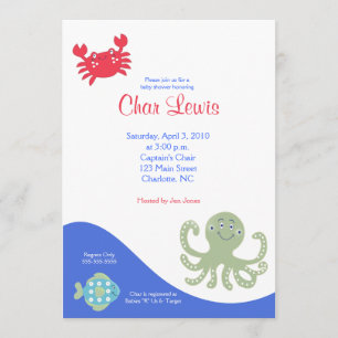 Under Sea Calypso Baby Shower 5 x 7 inbjudan