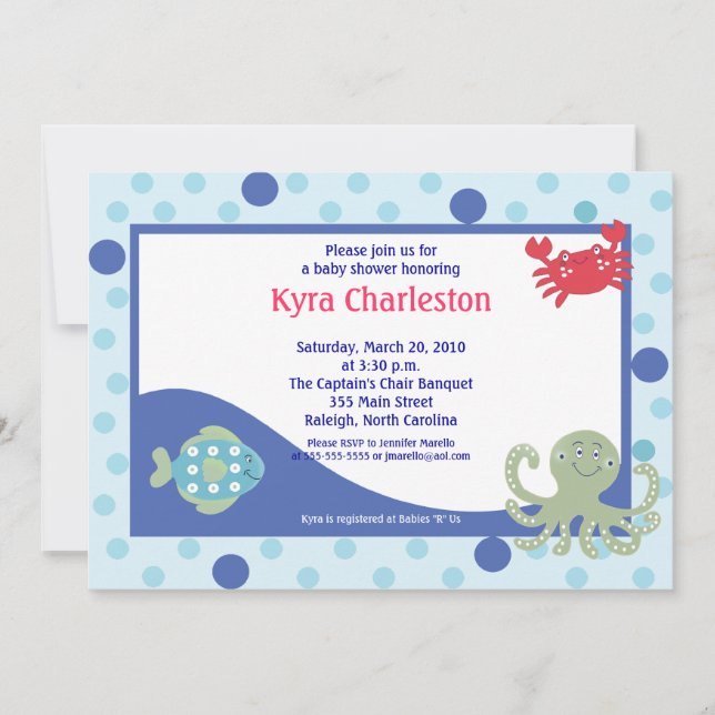 Under Sea Calypso Ocean Baby Shower 5x7 Inbjudningar (Framsida)