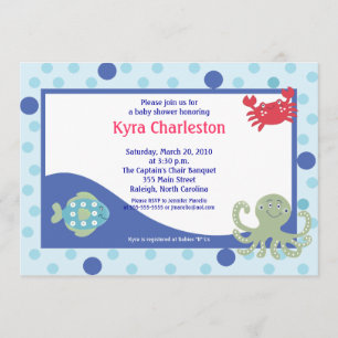 Under Sea Calypso Ocean Baby Shower 5x7 Inbjudningar