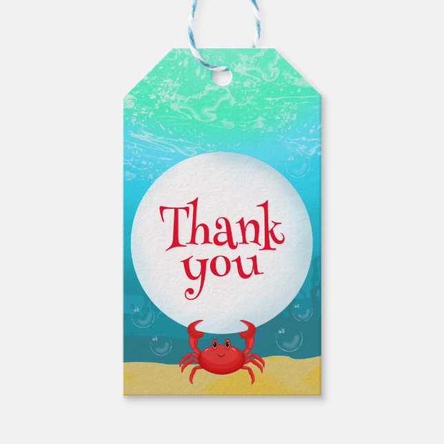 Under Sea Crab-Födelsedagsfesten Presentetikett (Framsidan)