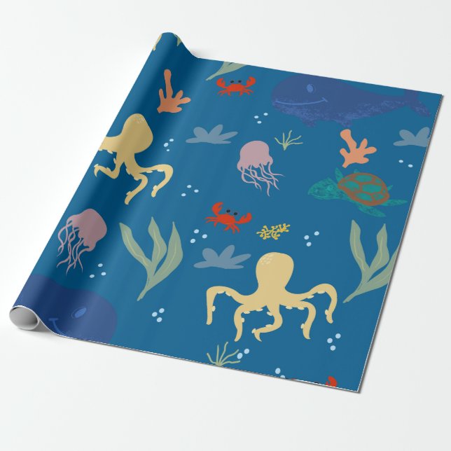 Under Sea CreatBlue Presentpapper (Utrullad)