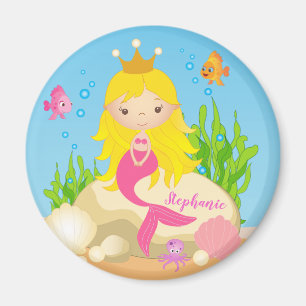 Under Sea Cute Blonde-Sjöjungfruns eget namn Magnet
