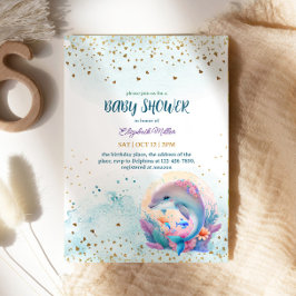 Under Sea Cute Dolphin Flicka Shower Inbjudningar