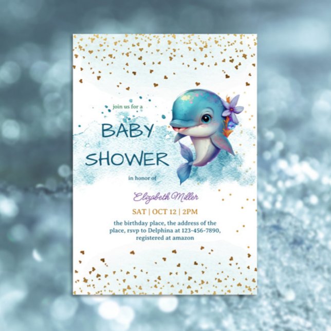 Under Sea Cute Dolphin Pojke Shower Inbjudningar (Skapare uppladdad)
