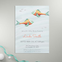 Under Sea Cute Fish Neutralt Twin Baby Shower Inbjudningar
