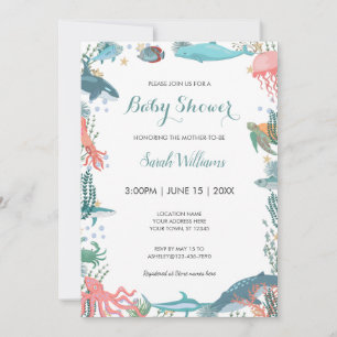 Under Sea Cute Ocean Animals Baby Shower OSA Inbjudningar