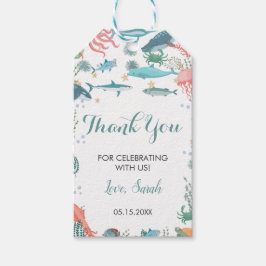 Under Sea Cute Ocean Animals Baby Shower OSA Presentetikett
