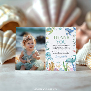 Under Sea Cute Ocean Animals Birthday Photo Tack Kort