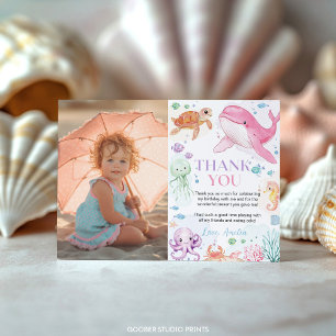 Under Sea Cute Ocean Animals Birthday Photo Tack Kort