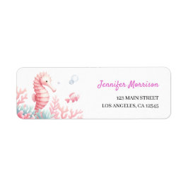 Under Sea Cute Ocean Rosa Girl Girl Address Label Returadress Etikett