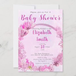 Under Sea Cute Rosa Girl Baby Shower Inbjudningar