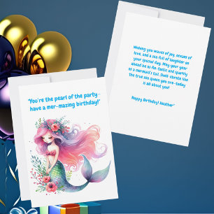Under Sea Cute Sjöjungfru Birthday Greeting Card Kort