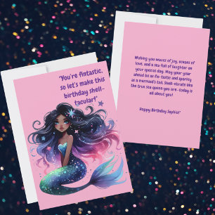 Under Sea Cute Sjöjungfru Birthday Greeting Card Kort