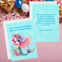 Under Sea Cute Sjöjungfru Birthday Greeting Card