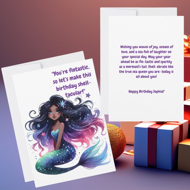 Under Sea Cute Sjöjungfru Birthday Greeting Card Kort (Skapare uppladdad)