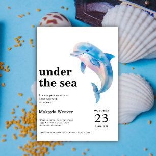 Under Sea Delphin Watercolor Baby Shower Inbjudningar