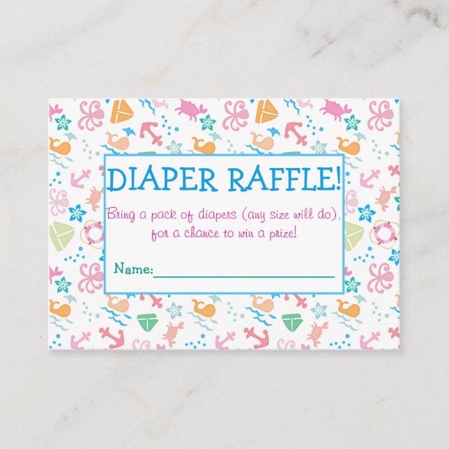 Under Sea Diaper Raffle Biljett Tilläggskort (Framsida)
