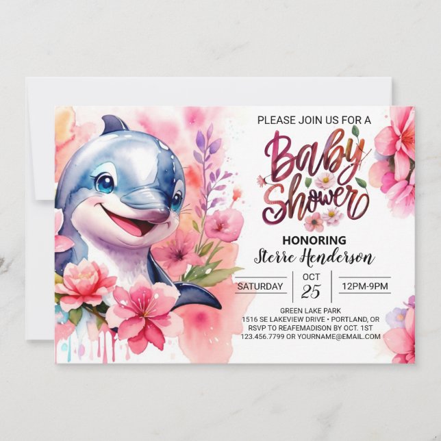 Under Sea Dolphin Baby Shower-inbjudan Inbjudningar (Framsida)