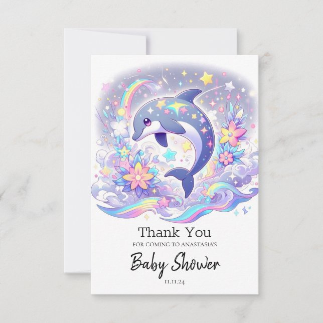 Under Sea Dolphin Baby Shower Tack Kort (Framsida)