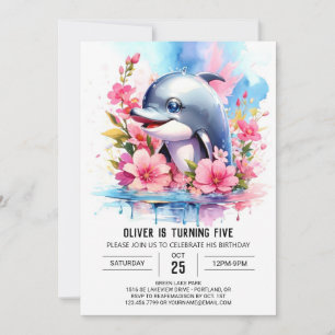 Under Sea Dolphin Birthday-inbjudan Inbjudningar