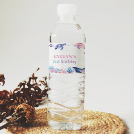 Under Sea Dolphin Birthday Vattenflaska Label Vattenflaskor Etikett