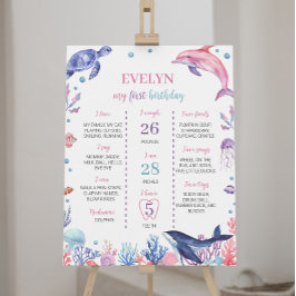 Under Sea Dolphin Kid Birthday Milestone Sign Poster