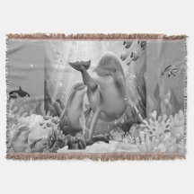 Under Sea Dolphin Throw Blanket
