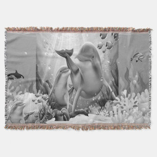 Under Sea Dolphin Throw Blanket Filt