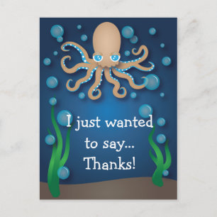 Under Sea Ecru Octopus Tack Postcard Vykort