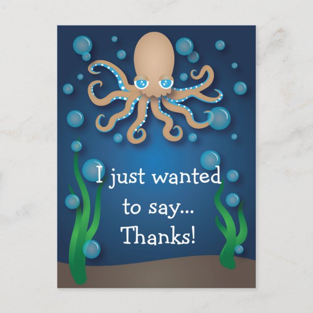 Under Sea Ecru Octopus Tack Postcard Vykort (Framsida)