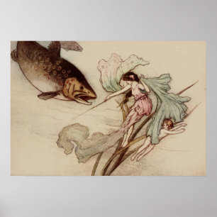 Under Sea Enchanted vintage art Poster