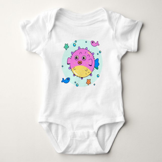 Under Sea Fish Äventyr Baby Bodydräkt T Shirt (Framsida)