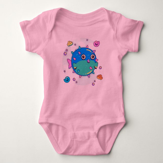 Under Sea Fish Äventyr Baby Bodydräkt T Shirt (Framsida)