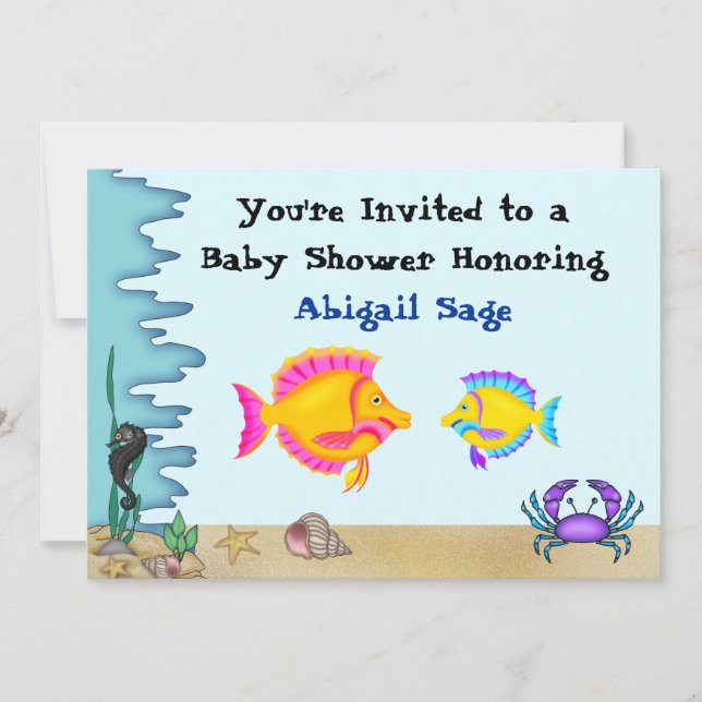 Under Sea Fish Baby Shower Inbjudan for Boys (Framsida)