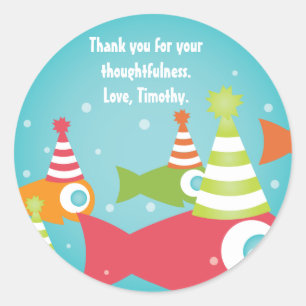 Under Sea Fishes Birthday Tack Stickers Runt Klistermärke