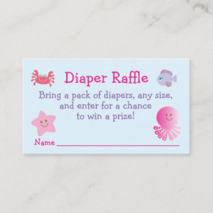Under Sea Flicka Shower Diaper Raffle Tilläggskort