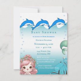 Under Sea Flicka Shower-meddelandet Inbjudningar