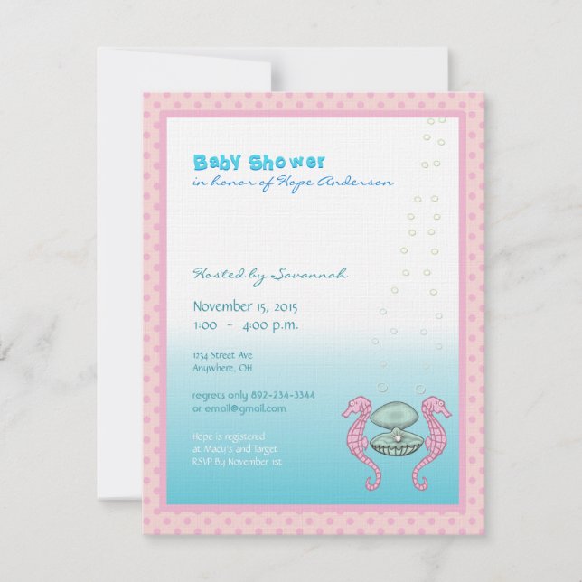 Under Sea Flicka Shower Notification Light Inbjudningar (Framsida)