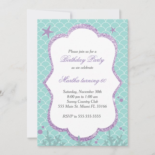 Under Sea Födelsedagsfest inbjudan Blue Teal (Framsida)