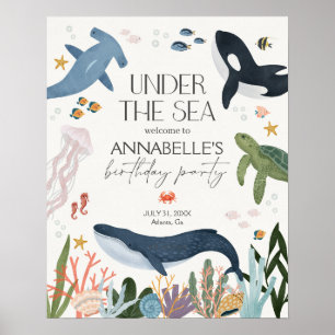Under Sea Födelsedagsfest Välkomstskylt Poster