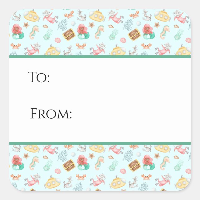 Under Sea Gift-Märkrn Fyrkantigt Klistermärke (Framsida)