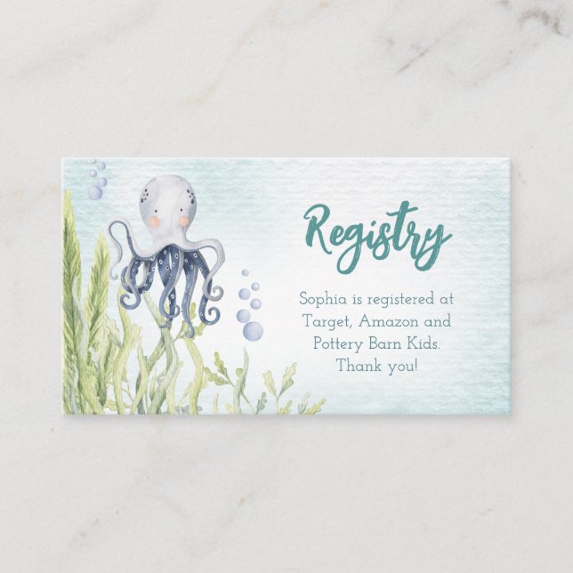Under Sea Gift Registry Baby Shower Card Tilläggskort (Framsida)