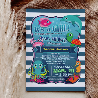 Under Sea Girl Baby Shower-inbjudan Inbjudningar