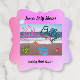 Under Sea Girl Baby Shower Rosa Background Gåvor Etiketter