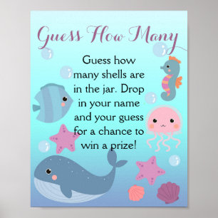 Under Sea Girl Baby Shower vet du hur många matche Poster