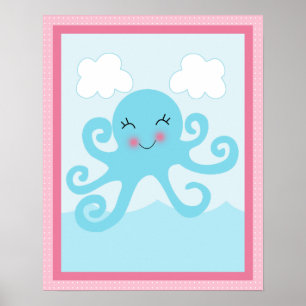 Under Sea/Girl/Octopus/Rosa Art Poster