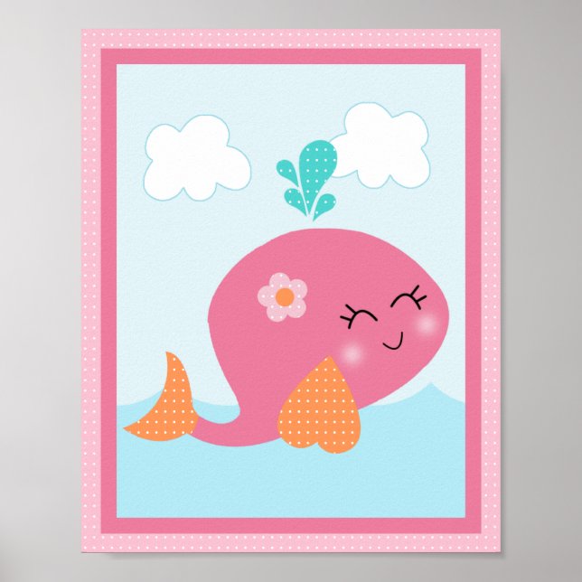 Under Sea/ Girl /Sjöliv/Rosa Art Poster (Framsidan)