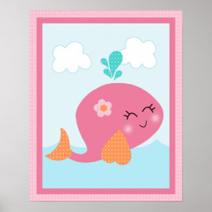 Under Sea/Girl/Whale/Rosa Art Poster