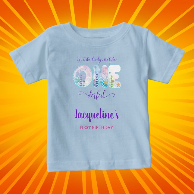 Under Sea Girls 1:a födelsedag Party Blue T Shirt (Under the sea girls 1st birthday T-shirt
)