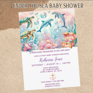 Under Sea Girls Baby Shower Inbjudningar
